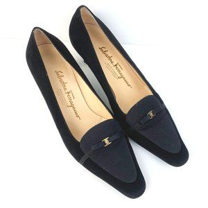 Salvatore Ferragamo Black Suede Kitten Heel Pumps Collection 2018 Sz 8